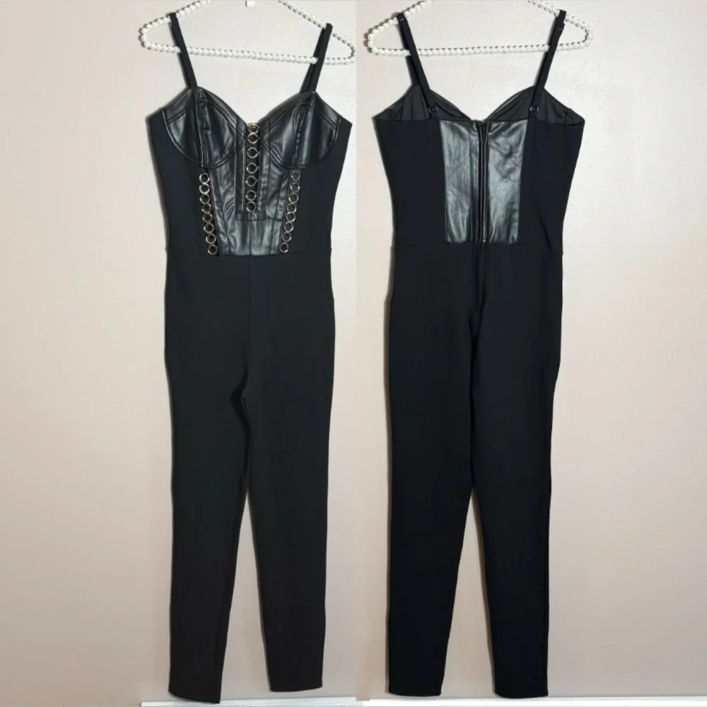 Bebe X Ciara Mixed Media Bustier Catsuit - Picture 2 of 7